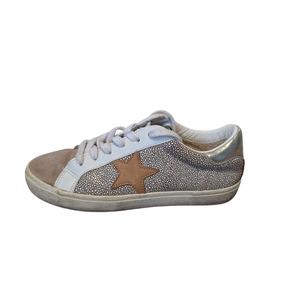 Vintage Havana Women’s Gold Taupe White Leather Casual Sneakers Shoes Size 6.5